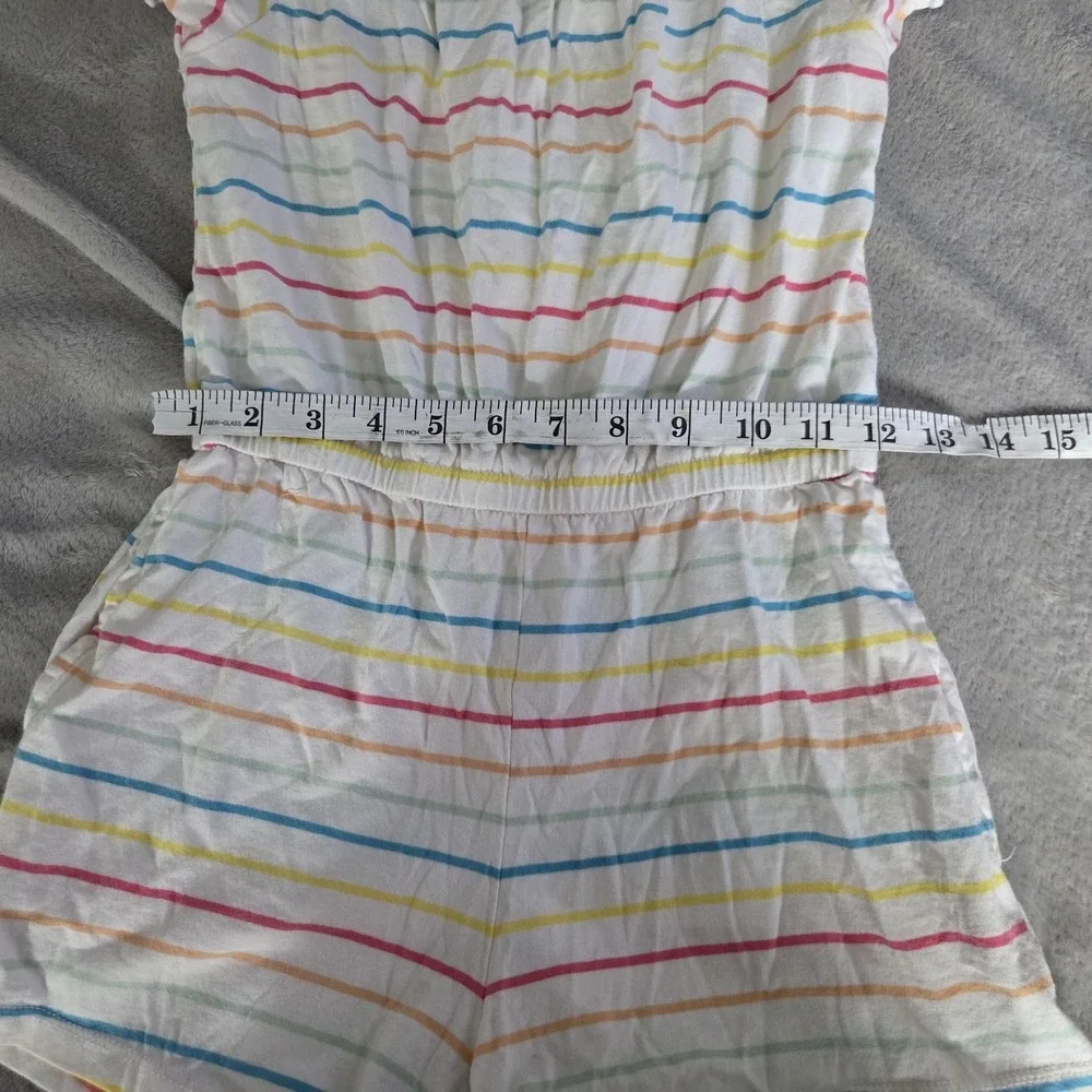 Old Navy Romper Girls 10-12 White Striped Knit Elastic Waist Summer Casual